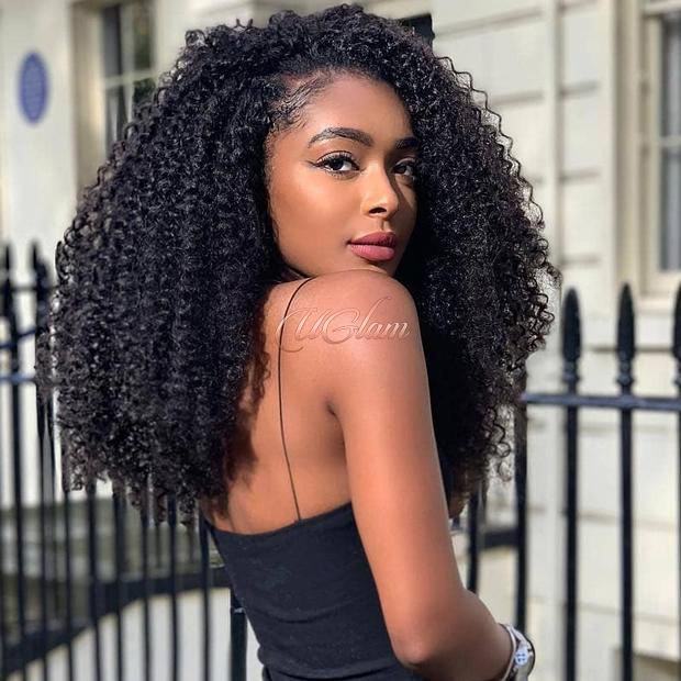 Uglam 13X4 Lace Front Afro Kinky Curl Wig Human Hair